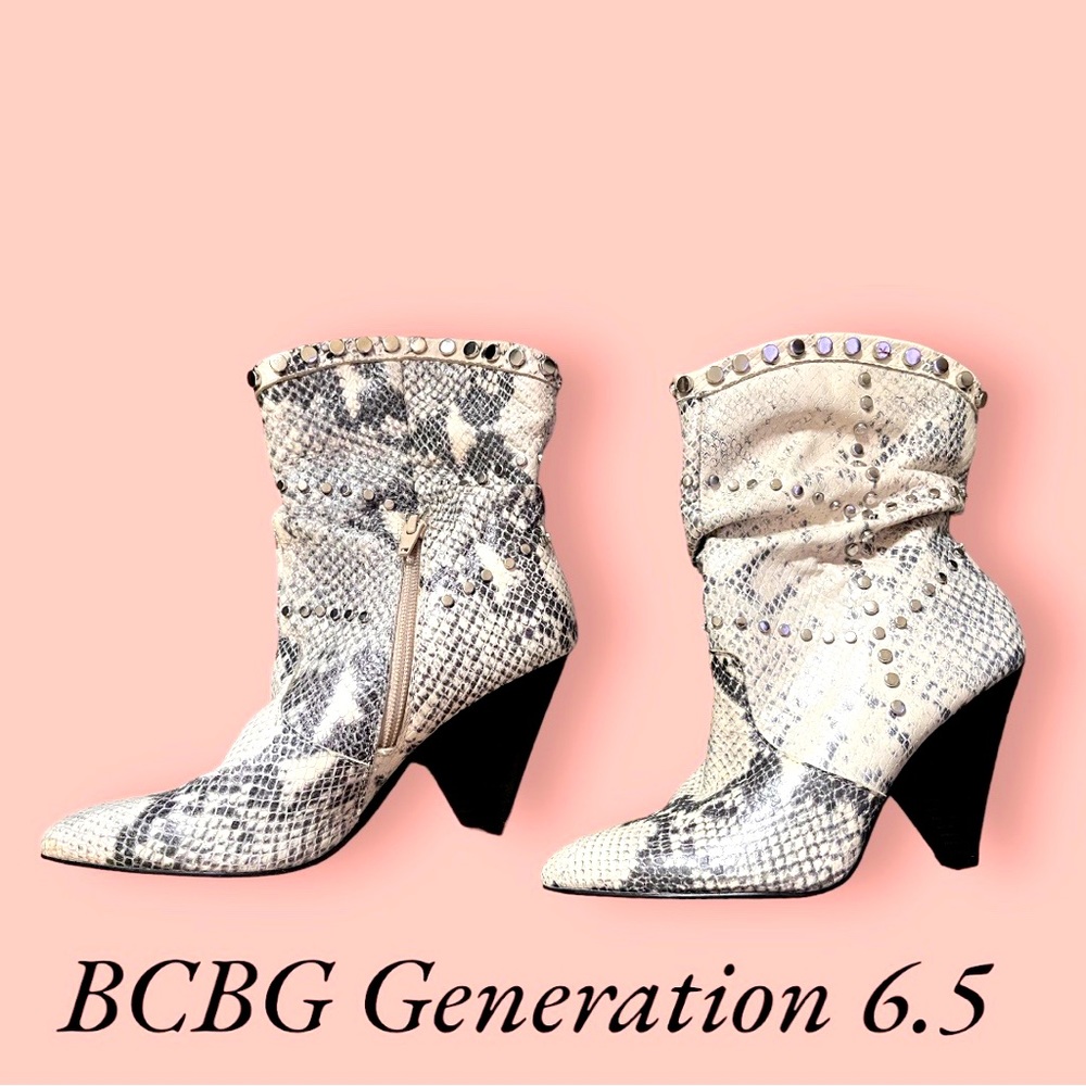 BCBGENERATION Cebina Leather Studded Slouchy Bootie Size 6.5